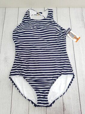 Lands End One Piece Striped Swimsuit Womens Size XXL